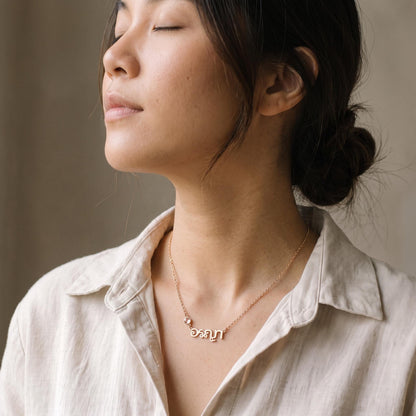 Thai Name Necklace with Birthstone