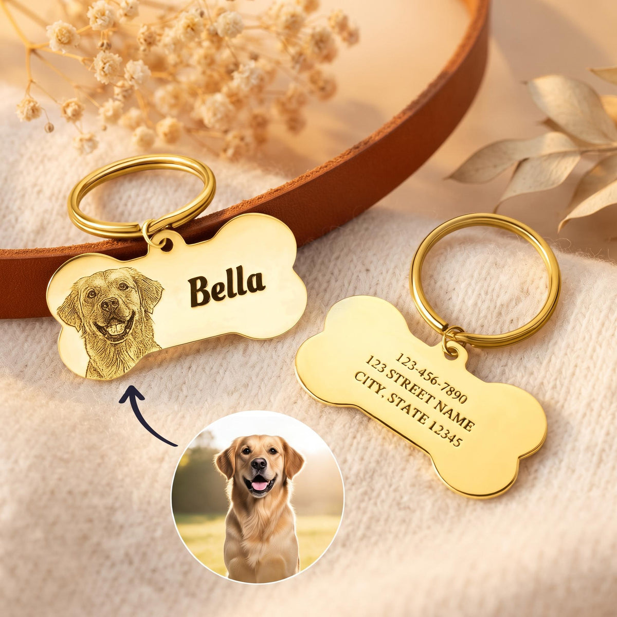 Personalized Dog Tag with Photo & Name