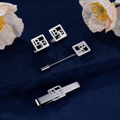 Personalized Monogram Cufflinks, Tie Clip & Brooch