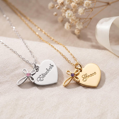Heart Cross Necklace for First Communion & Baptism