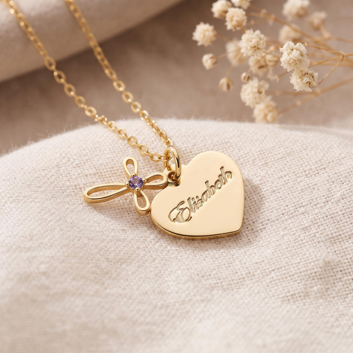 Heart Cross Necklace for First Communion & Baptism