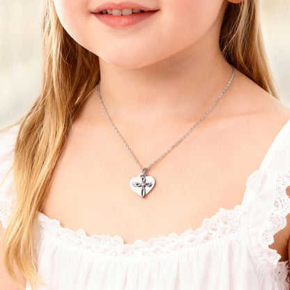 Heart Cross Necklace for First Communion & Baptism