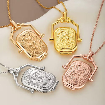 Antique Style Photo Locket Necklace with Name
