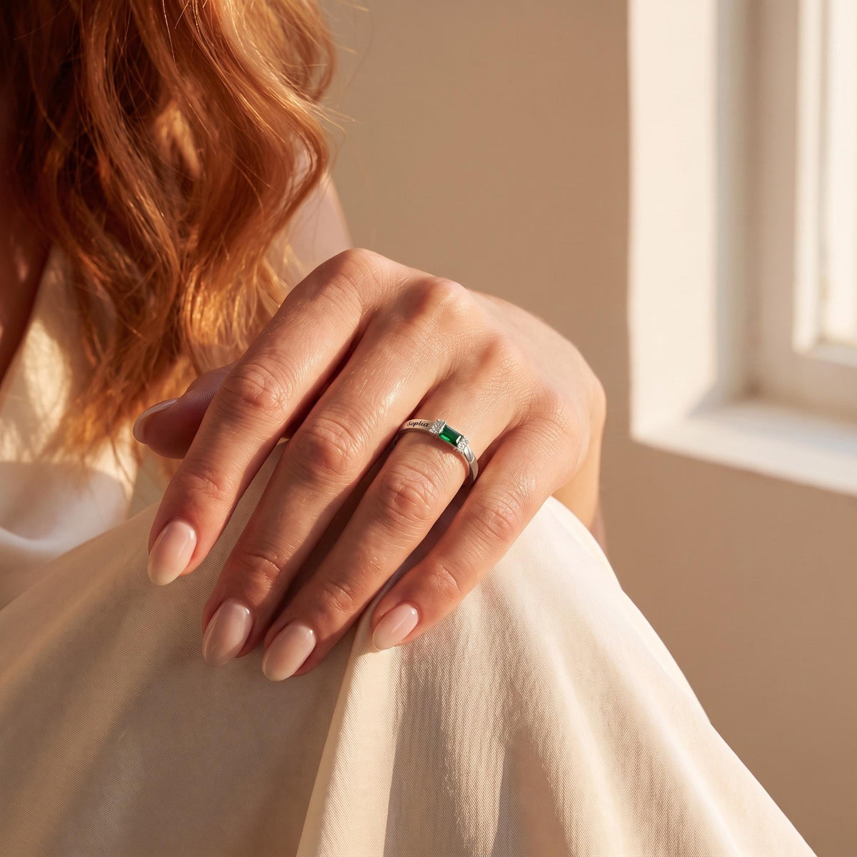 Family Names Ring with Baguette Birthstones, photo 4