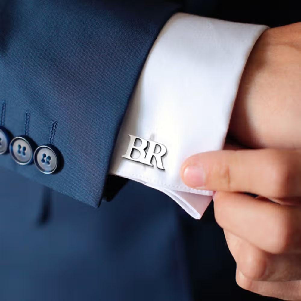 Personalized Monogram Cufflinks, Tie Clip & Brooch