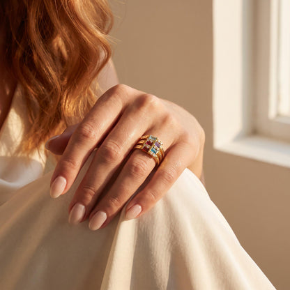 Family Names Ring with Baguette Birthstones, photo 3