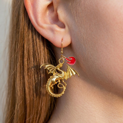 Personalized Birthstone Dragon Sword Earrings