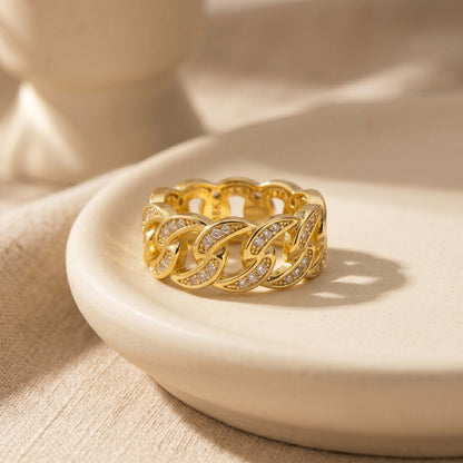 Sparkly Cuban Link Chain Ring