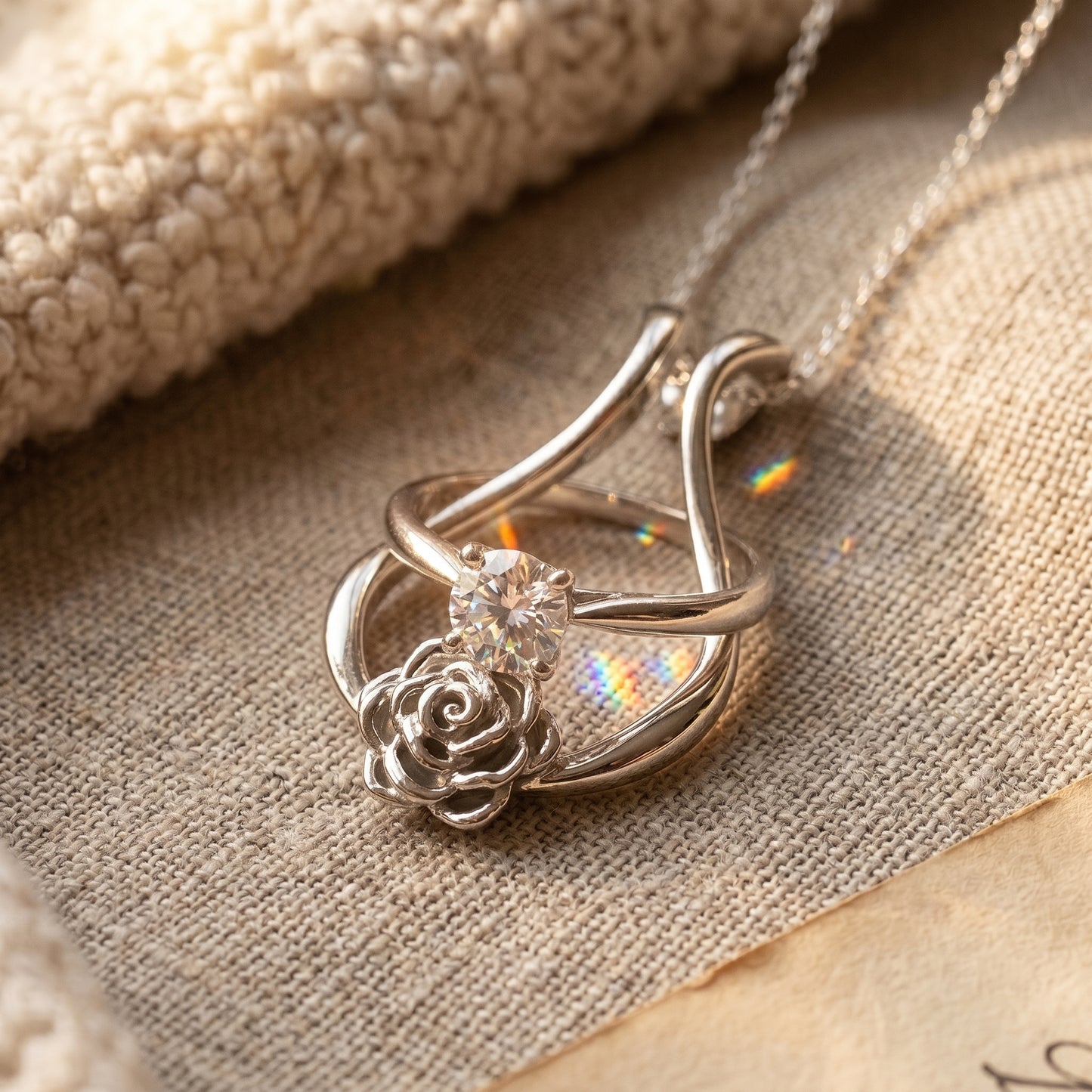 Rose Ring Holder Necklace