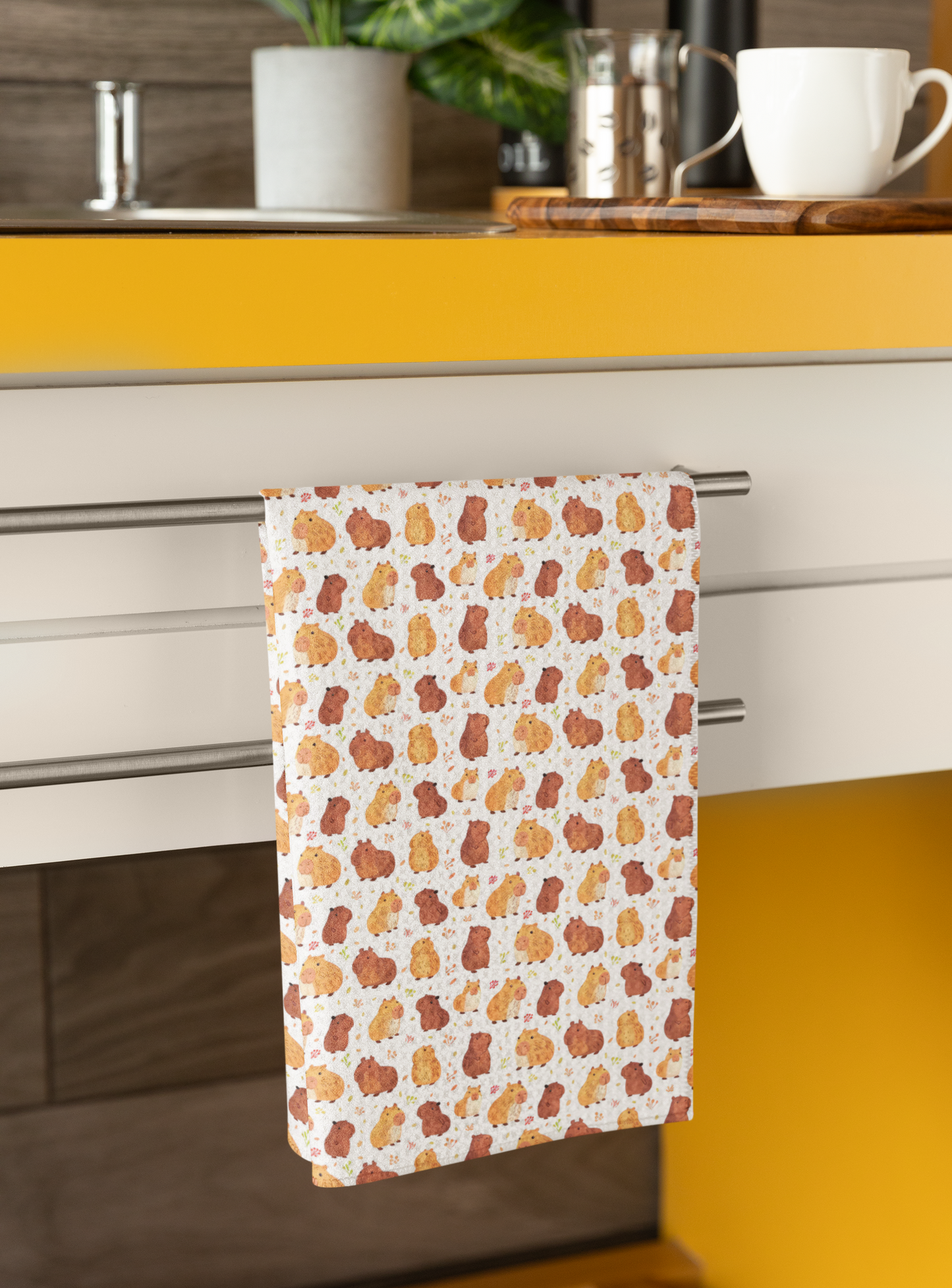 Capybaras Chibi Style Print Tea Kitchen Towel