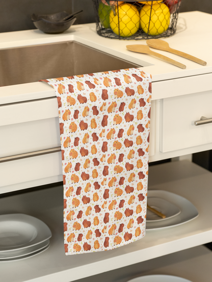 Capybaras Chibi Style Print Tea Kitchen Towel