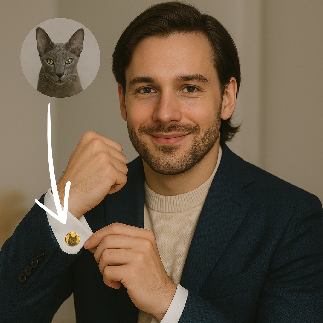 Personalized Groom Cufflinks with Pet Portrait