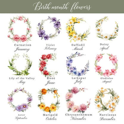 Personalized Birth Flower & Birth Tree Wedding Themed Pocket Makeup Mirror