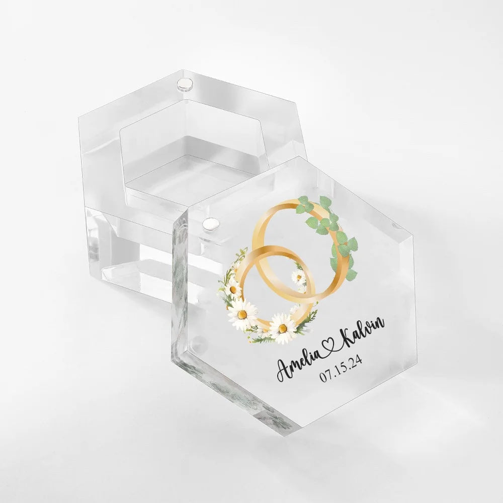 Personalized Birth Flower & Birth Tree Acrylic Magnetic Ring Box