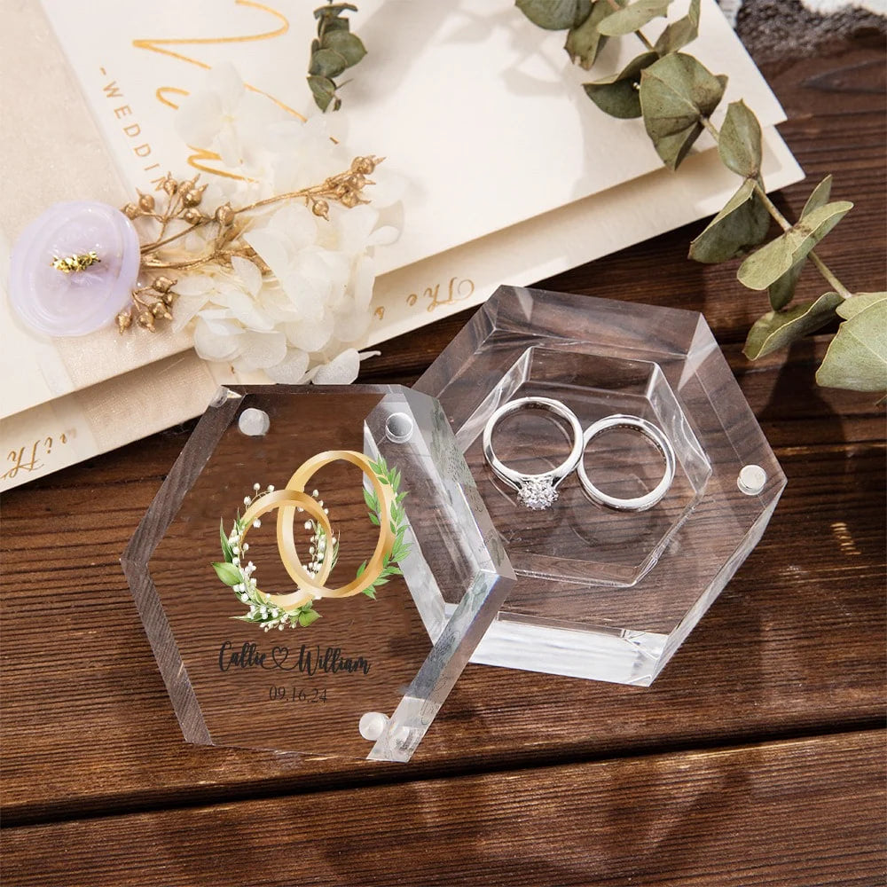 Personalized Birth Flower & Birth Tree Acrylic Magnetic Ring Box