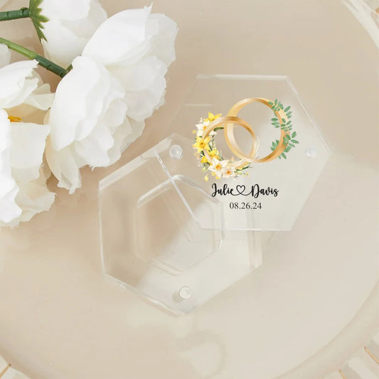 Personalized Birth Flower & Birth Tree Acrylic Magnetic Ring Box