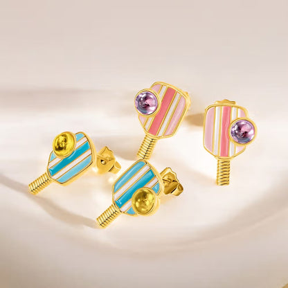 Custom Birthstone Pickleball / Paddle Earrings