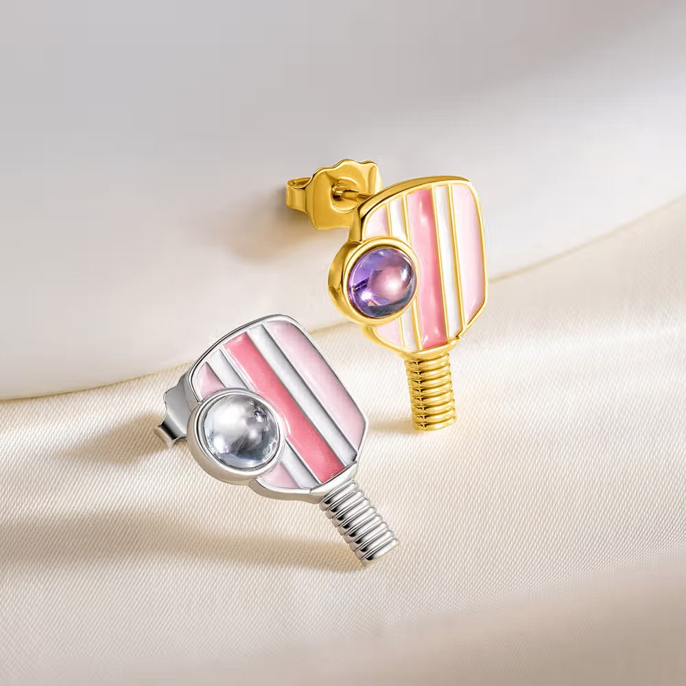 Custom Birthstone Pickleball / Paddle Earrings