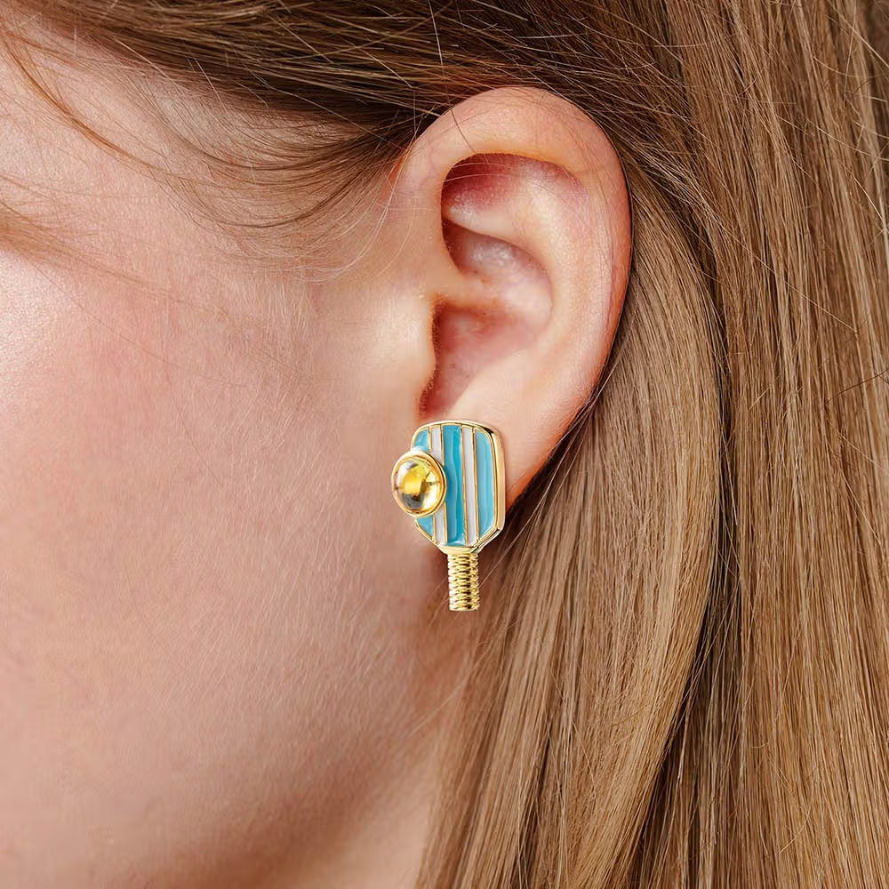 Custom Birthstone Pickleball / Paddle Earrings