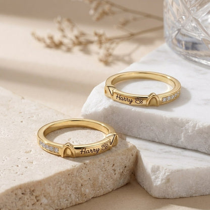 Personalized Name Cat Ring with Ears