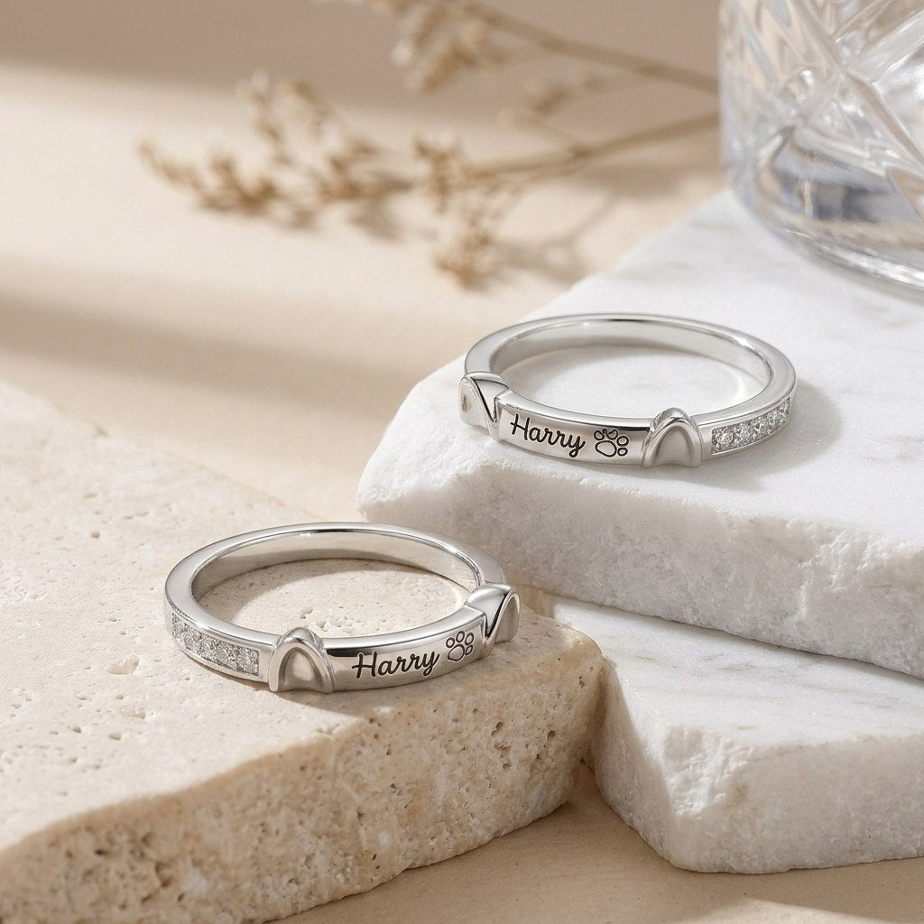 Personalized Name Cat Ring with Ears