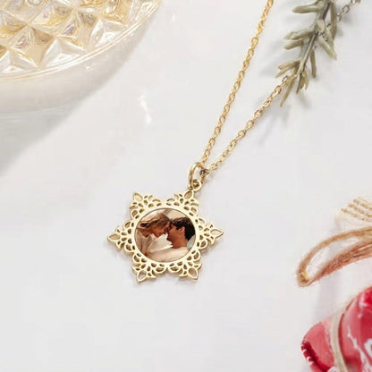Custom Photo Snowflake Necklace