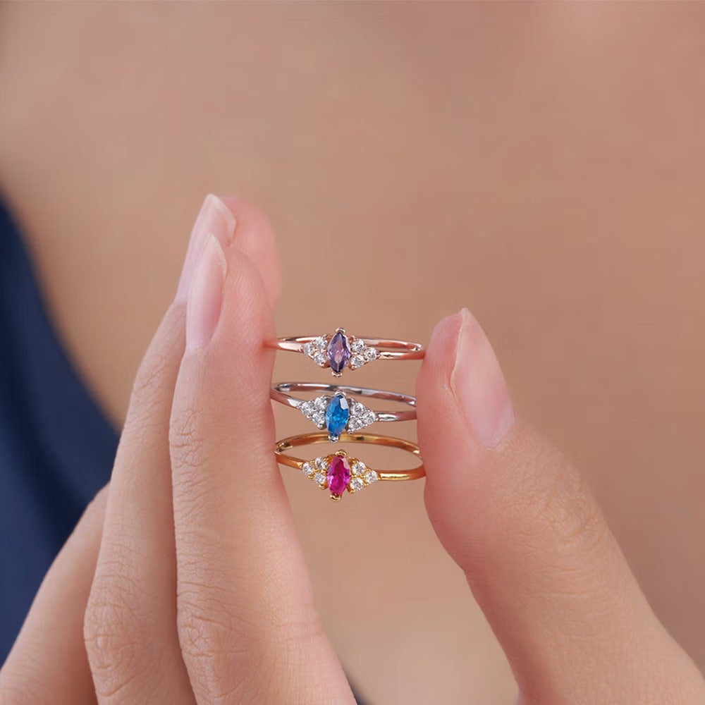 Personalized Marquise Cut Birthstone Ring