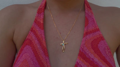 Custom Family Birthstone Cross Necklace