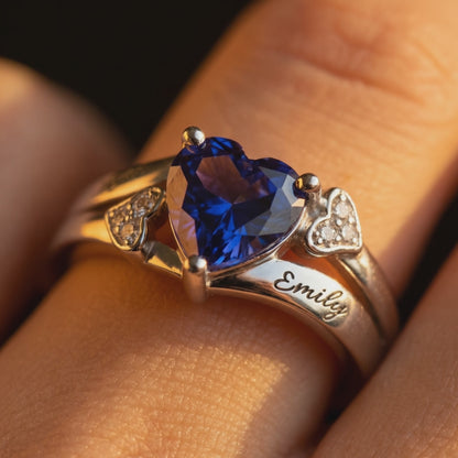 Personalized Daughter Heart Birthstone Ring