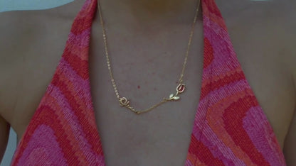 Personalized 3D Tulip Birthstone Necklace with Sideway Name