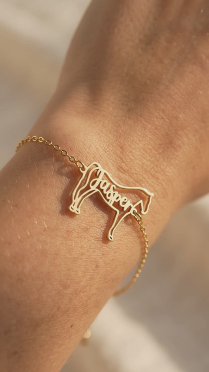Personalisiertes Armband mit Pferde-Silhouette und Namen