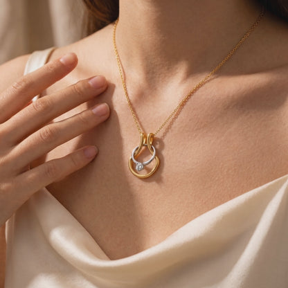 18k Rose Gold Plated Simple Ring Holder Necklace