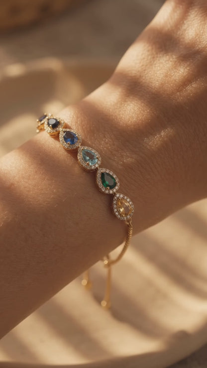 Multiple Birthstone Bracelet, Personalized Family Birthstone Bracelet