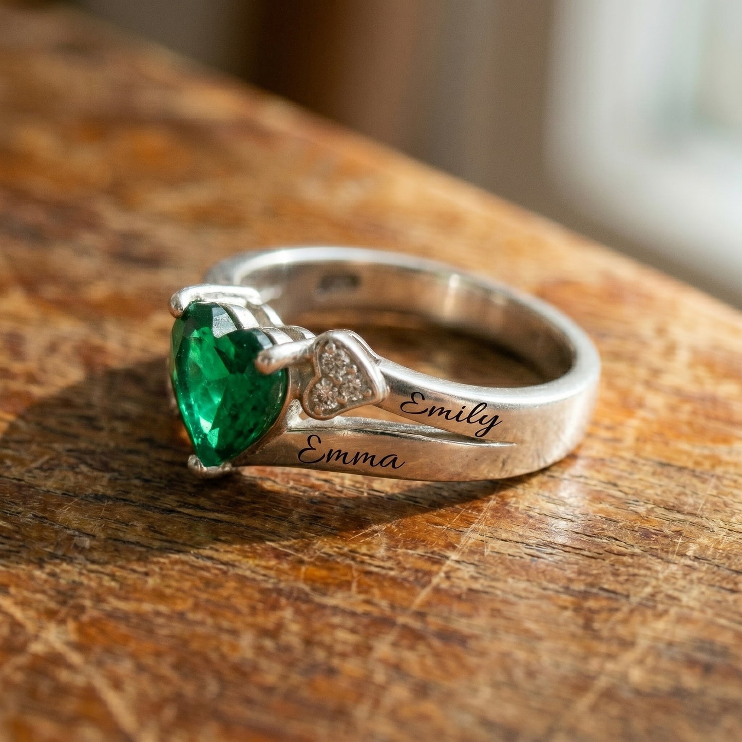 Personalized Daughter Heart Birthstone Ring