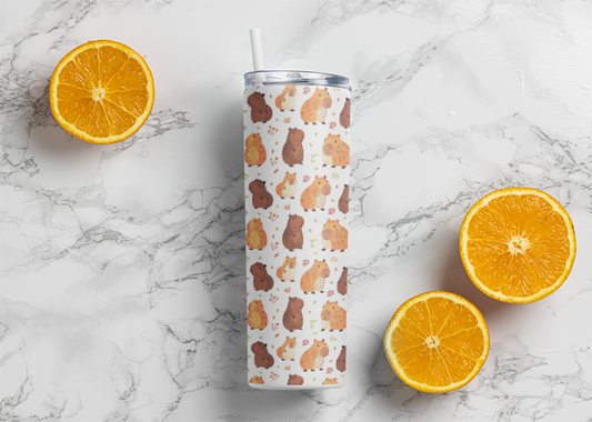 Chibi Style Capybaras 20oz Skinny Tumbler with Straw