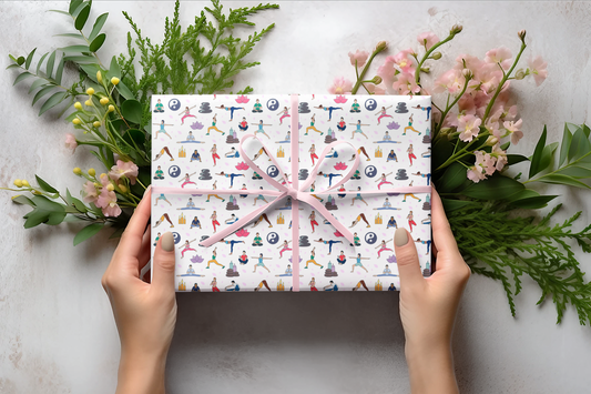 Yoga Inspired Print Gift Wrapping Paper Roll