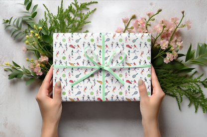 Tennis Print Gift Wrapping Paper Roll