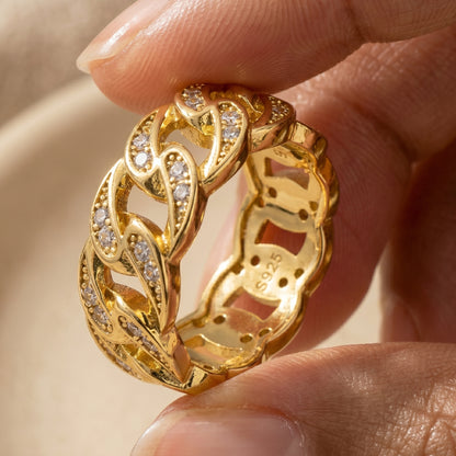 Sparkly Cuban Link Chain Ring